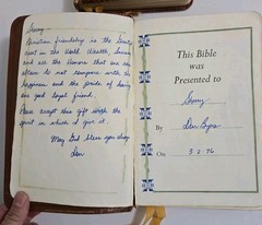 Lot of 2 VTG Bibles Water Buffalo Leather Authentic KJV Thumb Indexed Red Letter