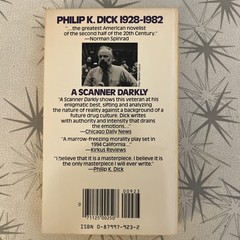A Scanner Darkly, Philip K. Dick: Daw PB ISBN 0-87997-923-2 1984 Edition