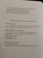 In One Place:The Natural History of a Georgia Farmer by Milton Hopkins Jr signed