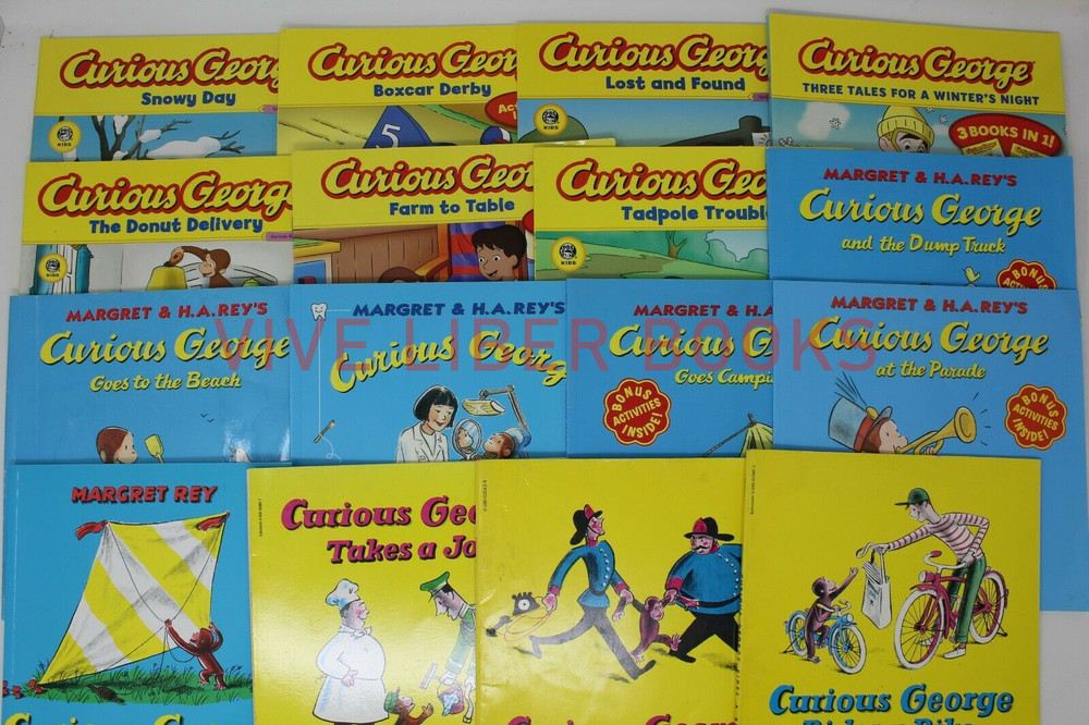 Lot of 10 Curious George Books Children Kids PB/HC – H.A. Rey- Random/Unsorted