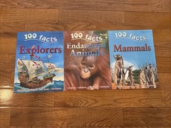 Lot Of 3 “100 Facts” Books – Endangered Animals, Explorers, Mammals