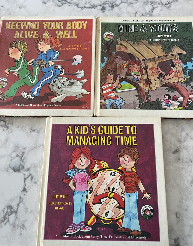 Vintage Ready Set Grow Kids Childrens Books Joy Wilt mine & Yours Managing Time