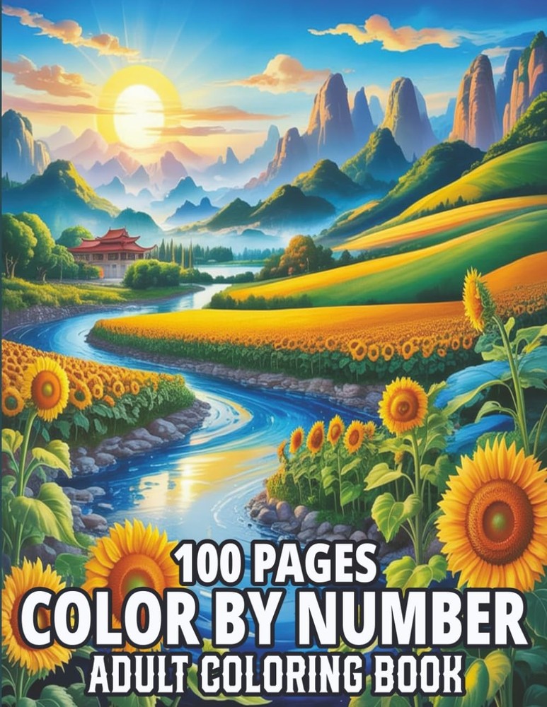 100 Pages Color By Number Adult Coloring Book: 100 Pages Large Print Paperback