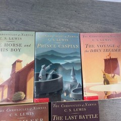 Chronicles Of Narnia C.S. Lewis Lot 5 Scholastic Paperback Books Set Multicolor