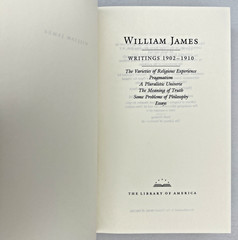 William James Writings 1902-1910 Library of America 38 Pragmatism Philosophy LOA