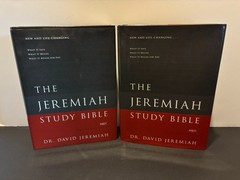 Lot of 2 NKJV David Jeremiah Hardcover Study Bibles ,Red Letter,Concordance,Maps