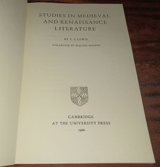 C. S. Lewis / Studies in Medieval & Renaissance Literature / 1ST US PRINT HBDJ