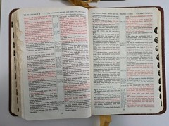 Lot of 2 VTG Bibles Water Buffalo Leather Authentic KJV Thumb Indexed Red Letter