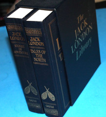 THE JACK LONDON LIBRARY 2 Volumes Dark Blue Bonded LEATHER with Slipcase