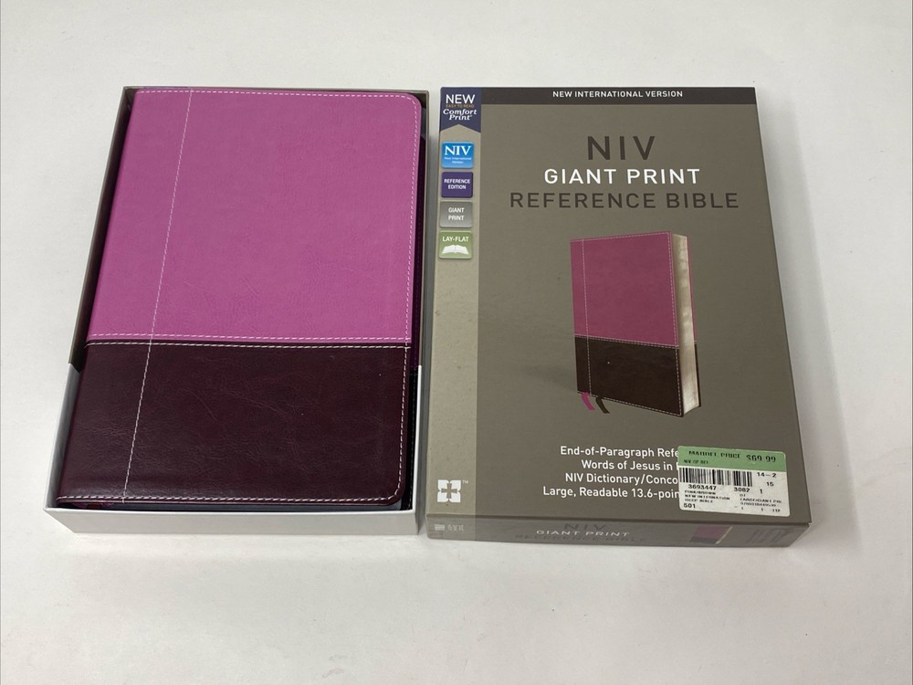 NIV Reference Bible Red Letter Edition Giant Print Pink/Brown Zondervan