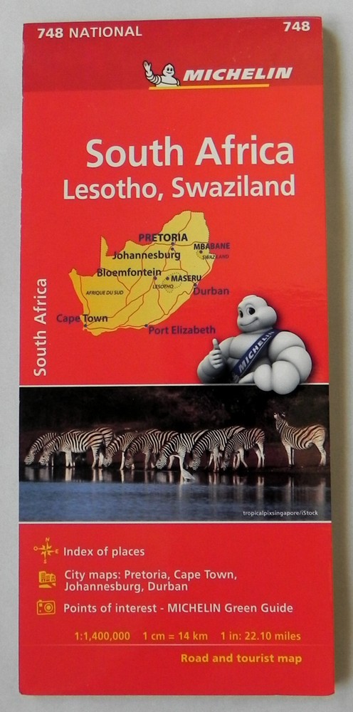 Michelin “South Africa” Road & Tourist Map #748, 39″x47″ Color Foldout, 2018