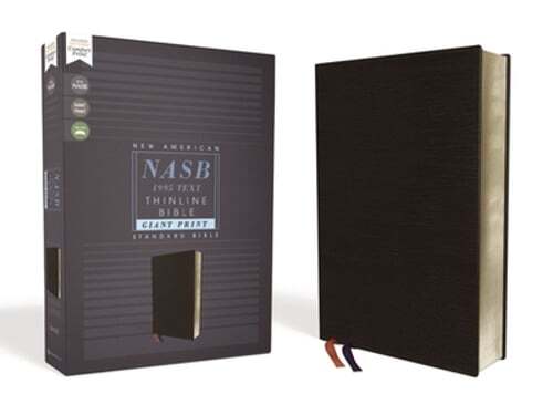 NASB, Thinline Bible, Giant Print, Bonded Leather, Black, Red Letter, 1995 Text,