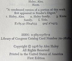 ROOTS by Alex Haley 1976 TRUE STATED FIRST EDITION; 1ST/1ST PRINTING Vtg HC DJ