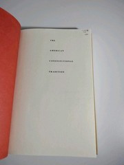 THE AMERICAN CONSTITUTIONAL TRADITION essays By D. J. Elazar – 1988 1st Edition