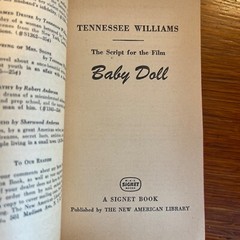 Baby Doll by Tennessee Williams; 1956 Signet Books, #S1334