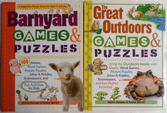 LOT OF 2 Puzzles Books! BARNYARD and GREAT OUTDOORS GAMES & PUZZLES Paperback