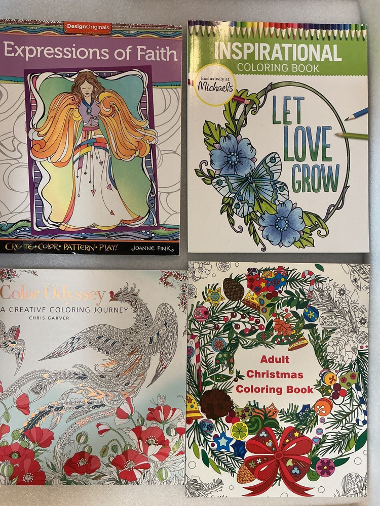 Lot 4 Adult ~ Inspirational, Christmas, Christian, & Creative Coloring Books