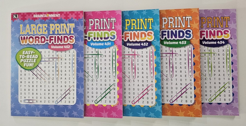 5 New Large Print Word-Finds Puzzle Books Kappa Games Vol #431-452 ~ Search,Hunt