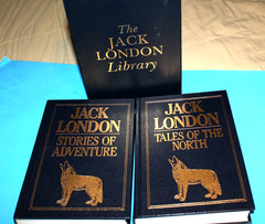 THE JACK LONDON LIBRARY 2 Volumes Dark Blue Bonded LEATHER with Slipcase