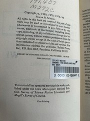 Magill Survey, CinemaThe Novel Into Film by Frank M. Magill