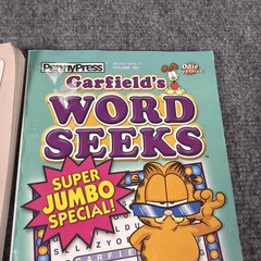 Penny Press Dell GARFIELD 4 Super Jumbo Word Seek Search Puzzle Books READ
