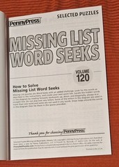 Lot of 2 Penny Press Dell Missing List Word Seeks Puzzle Books Vol 120, 121