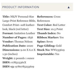 MAGNETIC CLOSURE NKJV LARGE PRINT(10.5pt) Personal Size Black Leathersoft Bible