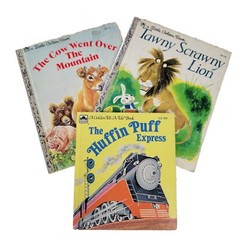Vintage Little Golden Books Lot of (3) incl. The Cow Went Over The Mountain 1963