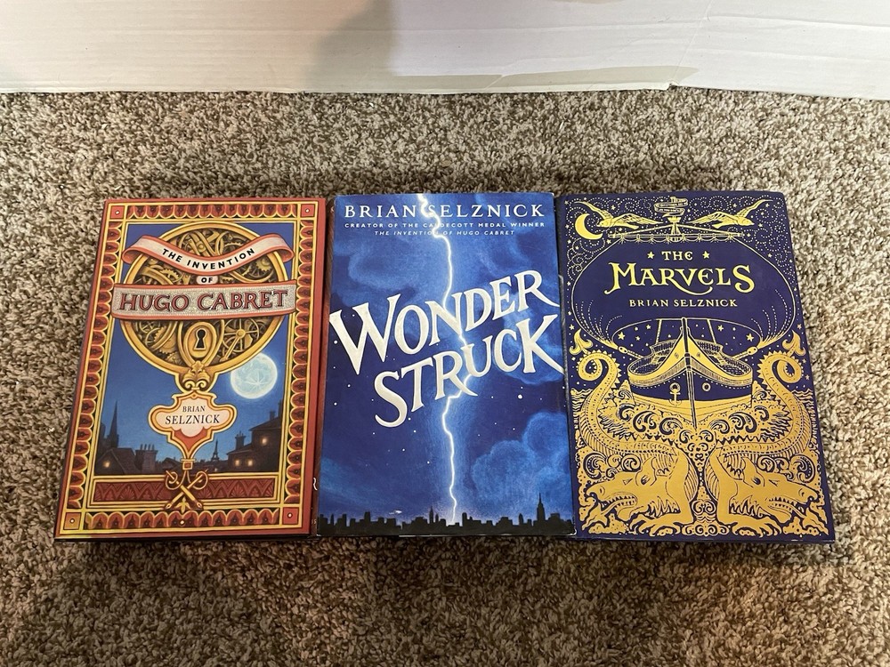 BRIAN SELZNICK Lot of 3 Hardcovers w/DCs: Hugo Cabret, Wonderstruck, Marvels