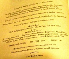 2002 Worth The Fighting For by John McCain SIGNED First Edition H/C Book D/J