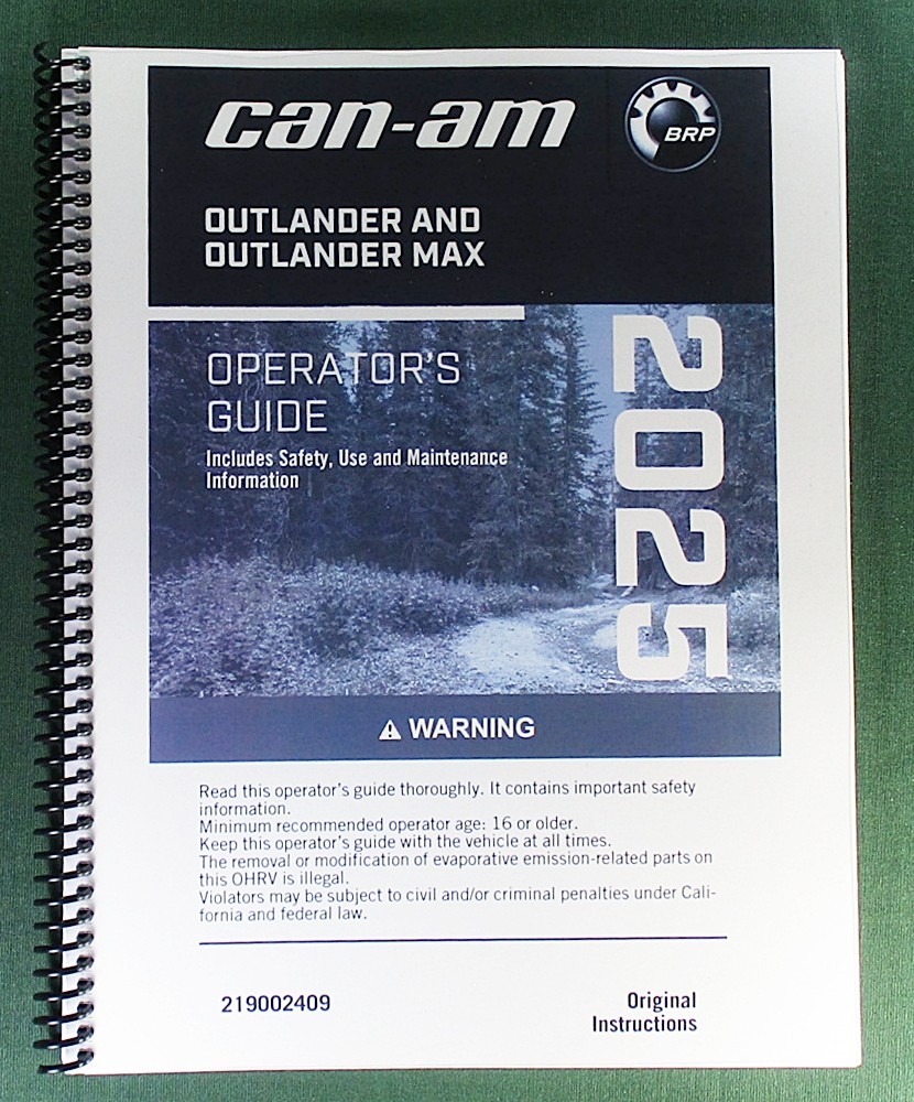 2025 Can-Am Outlander PRO HD5 XU 4X4 Owner’s Manual: 414 Pages & Clear Covers