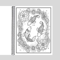 Koi Pond – Spiral Bound Adult Coloring Book – Thick Artist Paper – 50 pages 1