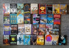 Lot of 34 Sci-fi/Fantasy Hardcover Books: Wolfe, Norton, Bradbury & others!