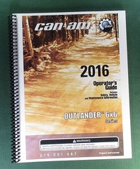 2016 Can-Am Outlander 1000 6X6 Owner’s Manual: 212 Pages & Protective Covers!